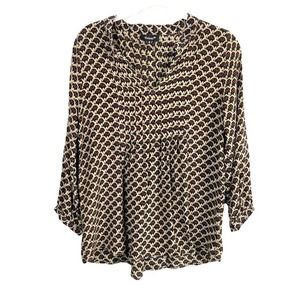 Tolani Silk Elephant Print Tunic Womens Small Boho 3/4 Sleeves